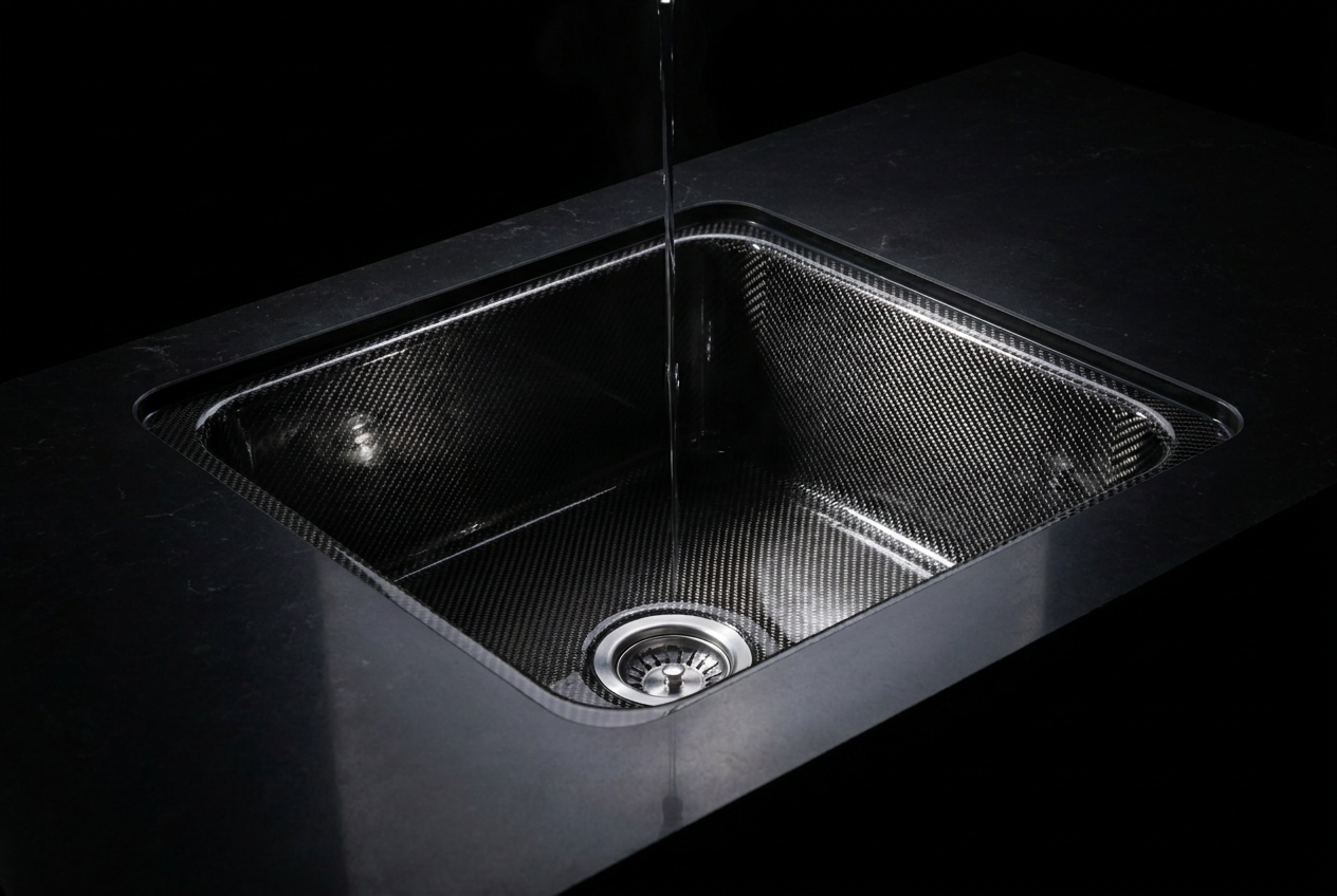 Ein dünner Wasserstrahl fällt ins Becken